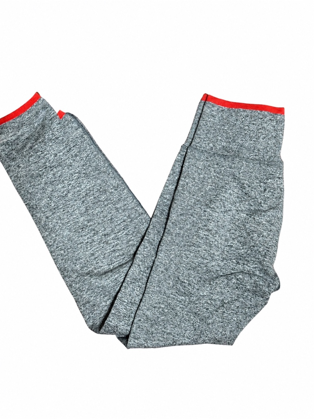 Athleta Heather Gray Leggings with Red Trim